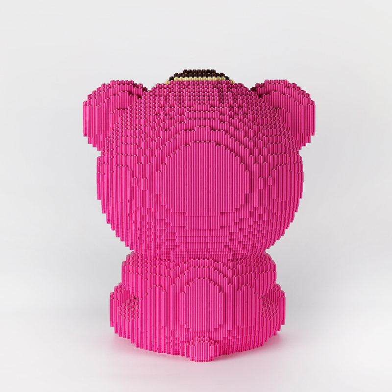 40cm high Hi Caipin doraemon strawberry bear disguise children and adults educational granular building block toys