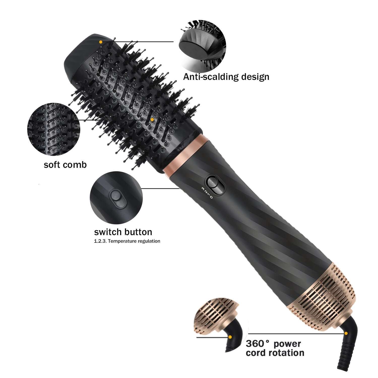 5 in 1 Blow Powerful Dryer Hot Iron Wand Negative Ionic Air Curler Hair Styler Curg Brush