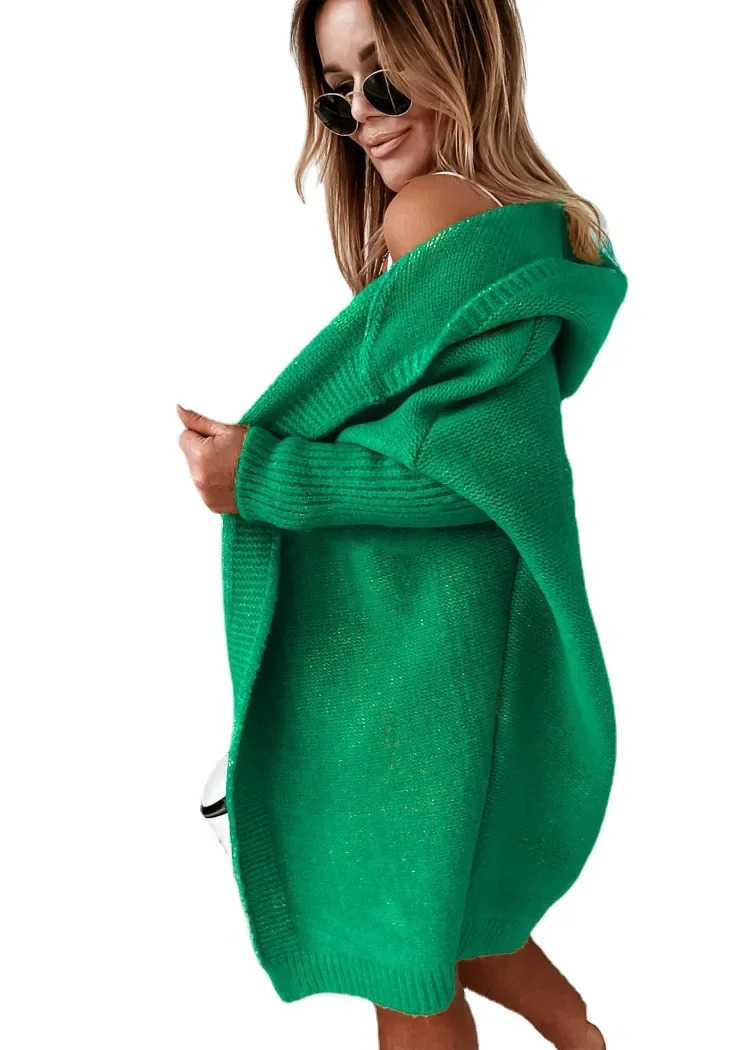 Sweaters for Women Autumn/Winter Hooded Long Sleeve Long Knitted Cardigan Coat Oversized Sweater Women Clothing Women Tops 250106