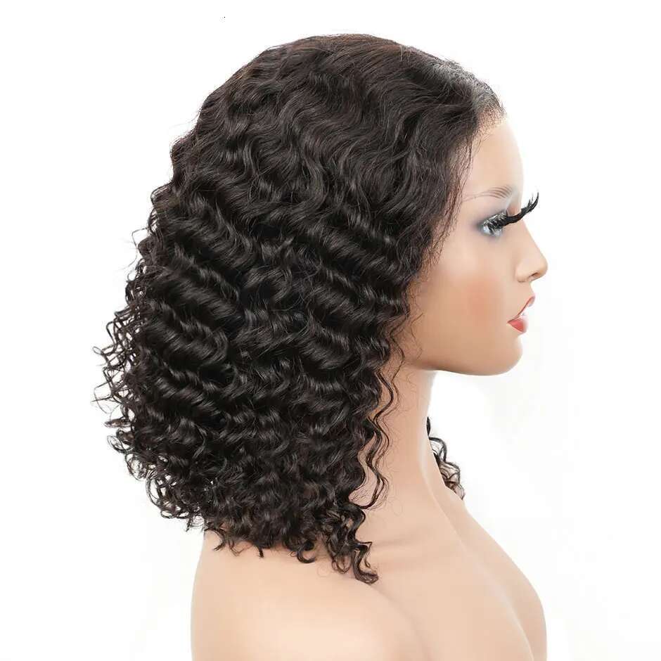 Wave Bob 180% Wear Go Glueless 4X4 Pre-Cut Preplucked Lace Closure Wig Brazilian Deep Curly Human Hair Wigs
