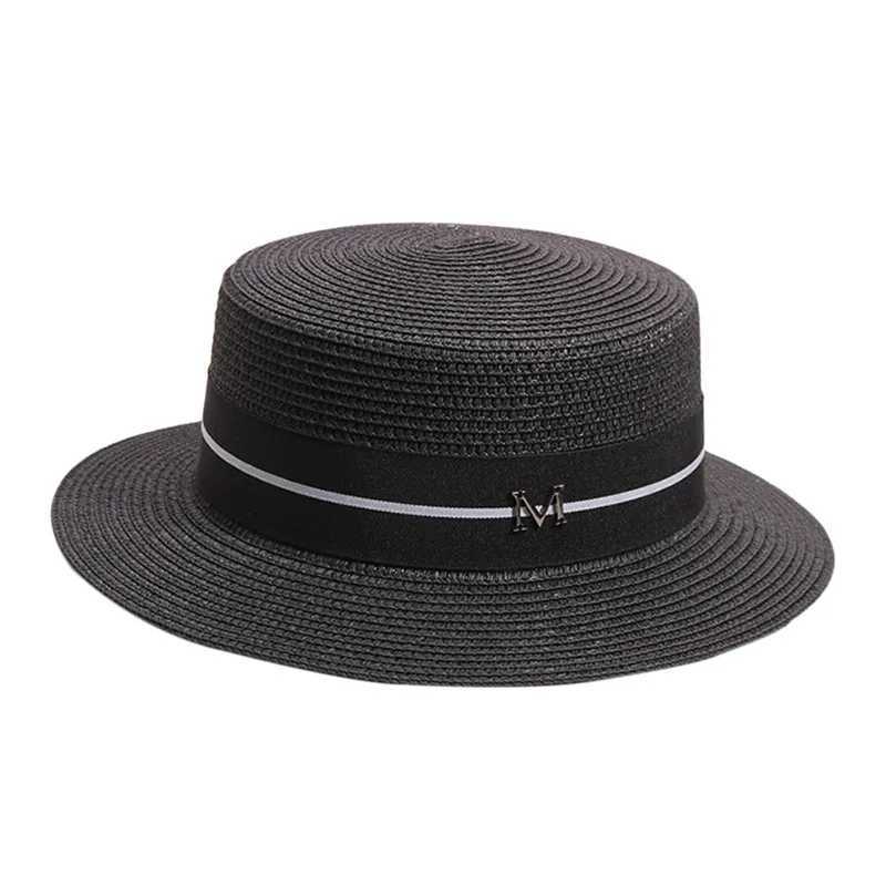 Straw hat Warm summer flat topped small hat beach vacation hat woven straw hat sun hat X250109
