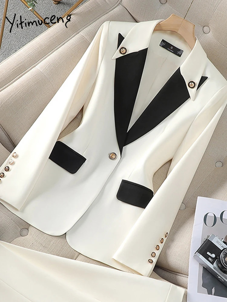 Yitimuceng Suit Set for Women Spring Summer Professional Formal Wear Light y High end Feeling Two piece Pants 250106