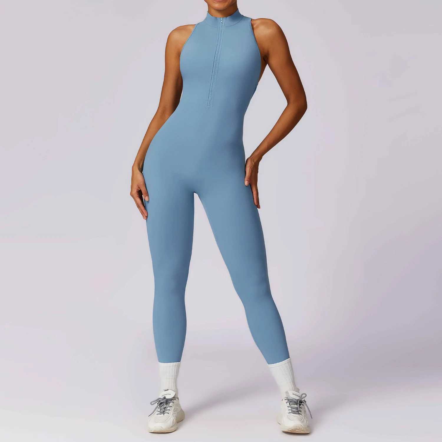 Zipper Yoga Jumpsuit Fitness Sports Overalls Gym Clothing Set Yoga Wear Pilates Workout Clothes Women Outfit Push Up ActivewearXJ250109