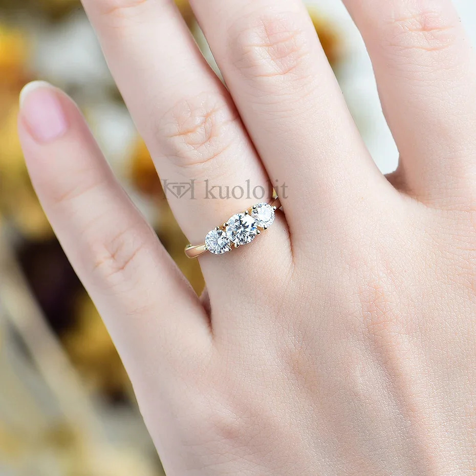 Kuololit 585 14K 10K Yellow Gold Ring for Women D VVS Solitaire Engagement Ring for Jewelry for Anniversary 250106