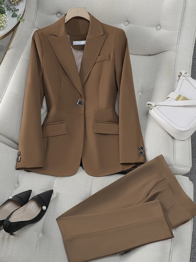 Autumn Winter Women Pant Suit Office Ladies Female Business Work Wear 2 Piece Set Formal Blazer Jacket And Trouser 250106