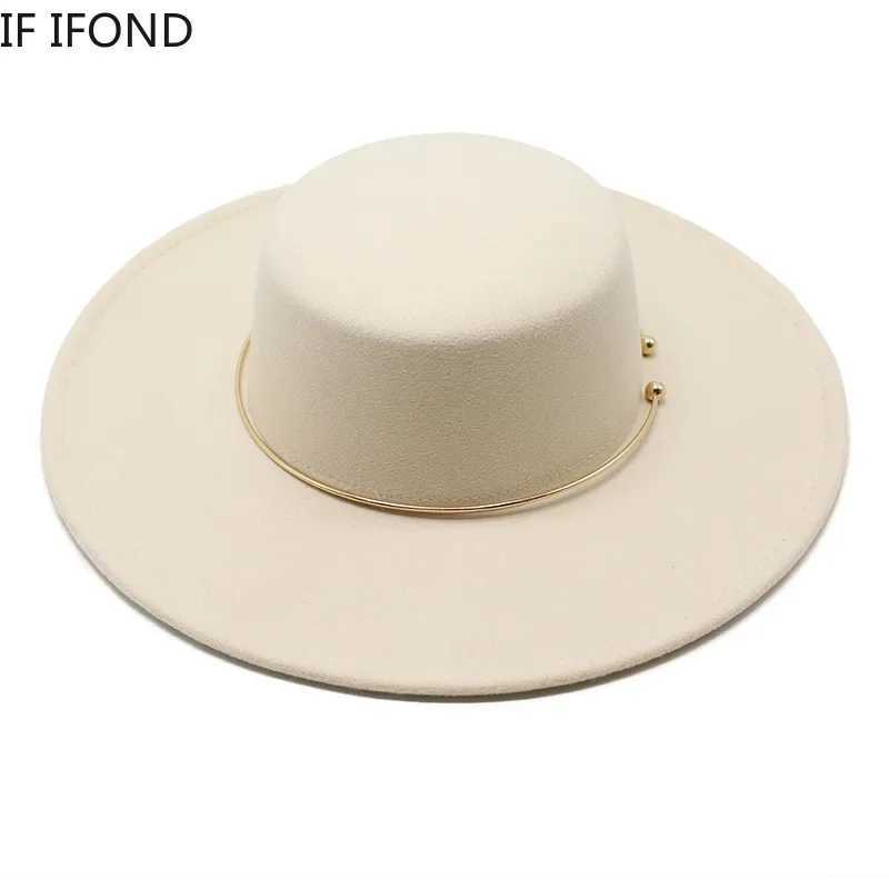 French style 10CM wide Brim Derby top hat social style Hepburn style cotton felt Fes hat elegant wedding hat X250109