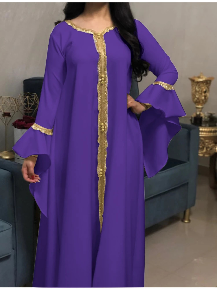 Autumn Modest Muslim Dress for Women Ruffles Sleeve ed Abaya Duabi Arabic Vestidos Moroccon Kaftan Islamic Gown Robe 250106