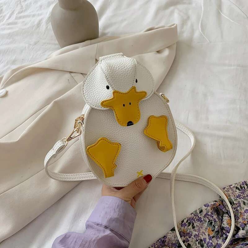 Women Shape Contrast Color Crossbody Female Soft PU Leather Shoulder Bag Girls Cute Cartoon Duck Handbags And Purse