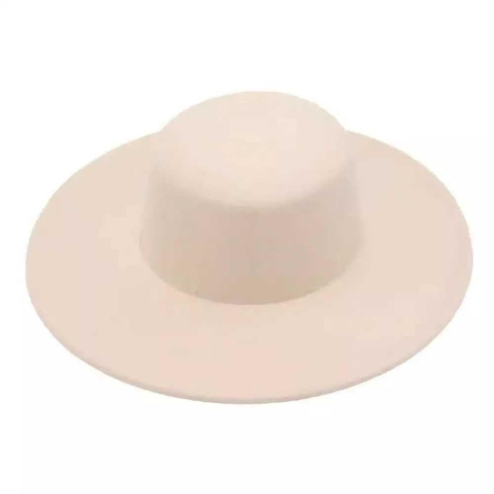 1 elegant flat top wide brown felt hat Panama vintage church derby hat French Hepburn style womens hat X250109