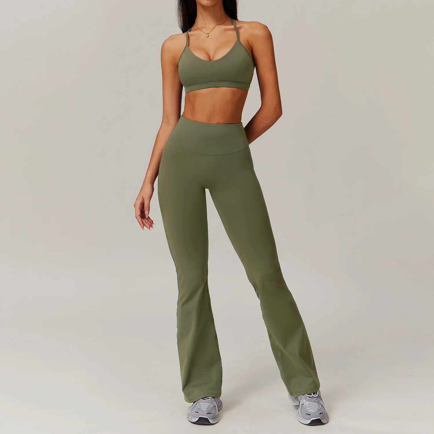 New 2PCS Sexy Yoga Women Clothes Workout Set Sportswear Fitness Long Sleeve Crop Sports BraTop High Waist Leggings Sports SuitsXJ250109