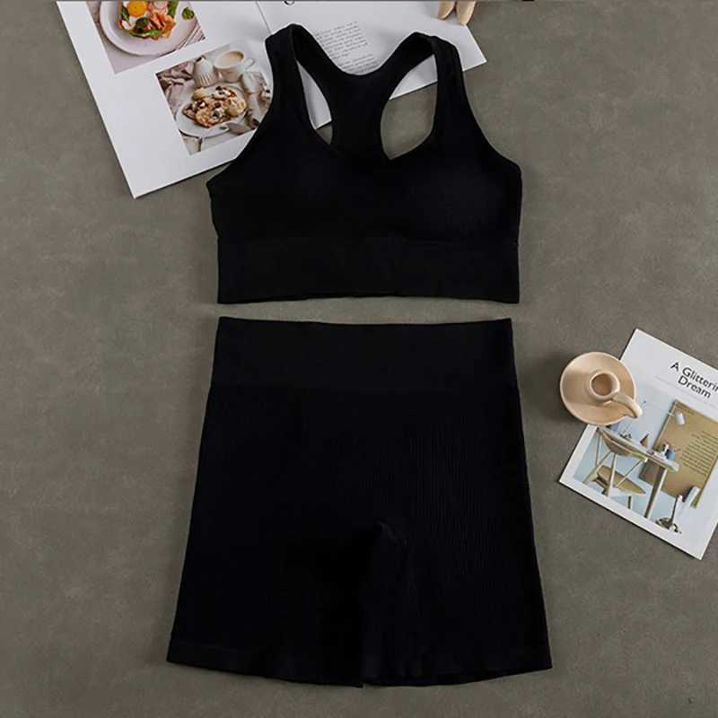 Seamless Sports Bras Set And Pants Panties For Women Female Sexy Underwear Yoga Fitness Bralette Vest Briefs 2Pcs Crop TopXJ250109
