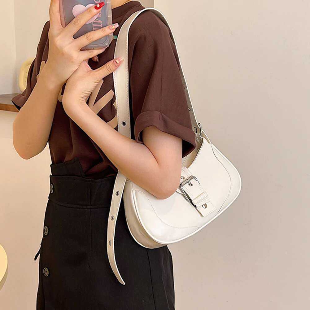 Retro Belt Design Underarm PU Leather Shoulder Bags For Women 2024 Y2k Spicy Girl Crossbody Bag Hobos Commuter Handbags