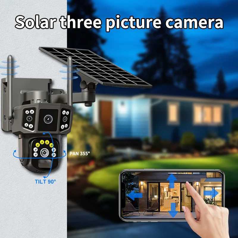 Solar Camera 4G SIM card WiFi wireless network 360 IP 8MP 4K high-definition CCTV battery dual lens outdoor smart home security monitoring X250110