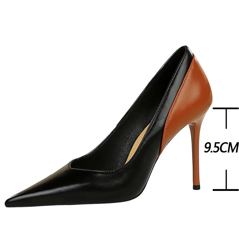 BIGTREE Shoes Color Blocking Women Pumps Pointed Tip High Heels Sexy Party Shoes Stilettos Heels Women Shoes Large Size 42 43 250106