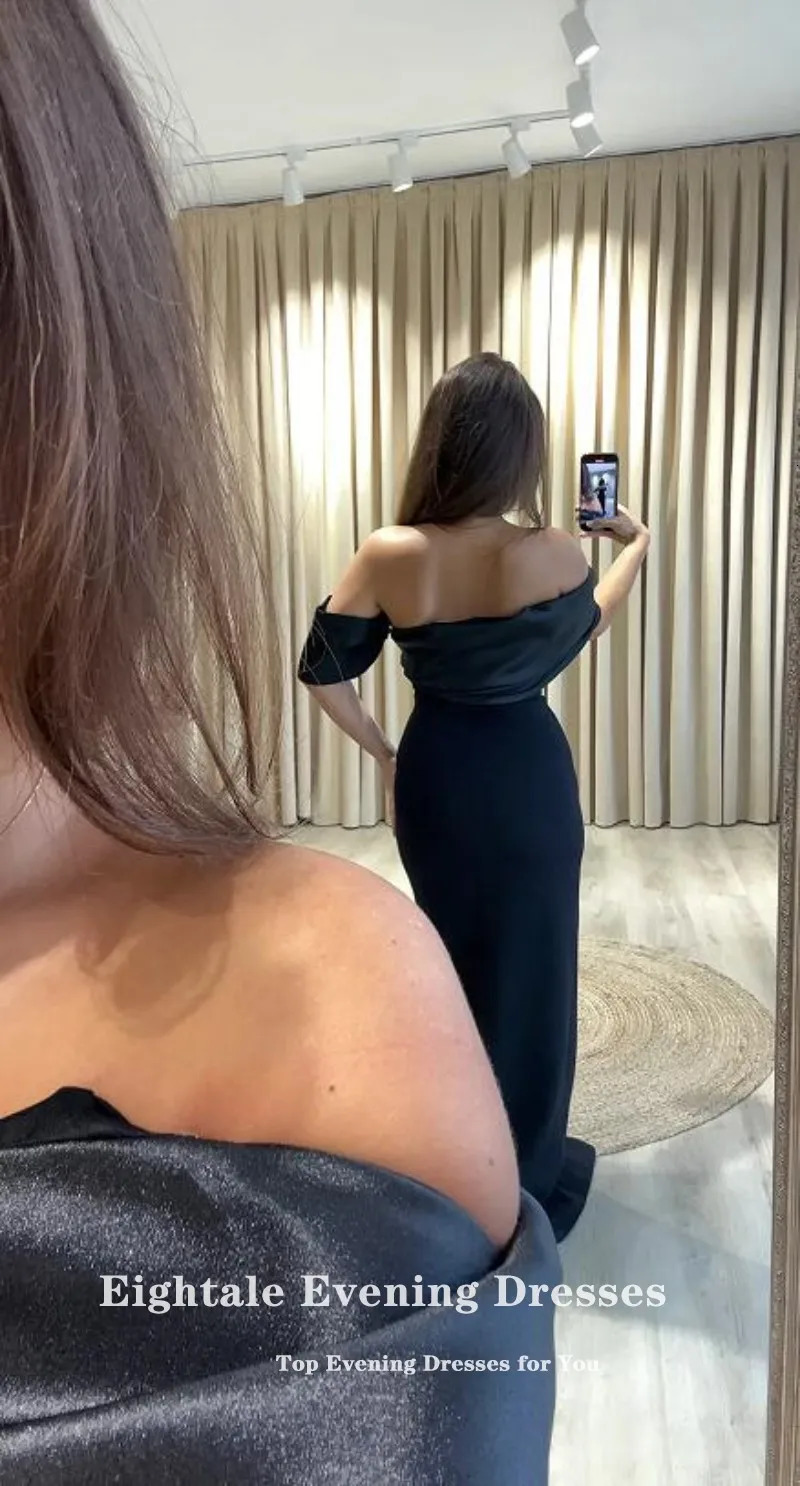 Eightale White and Black Evening Dress Customized Mermaid Wedding Party Prom Gown Side Slit Formal Strecthy Ballkleider 250106