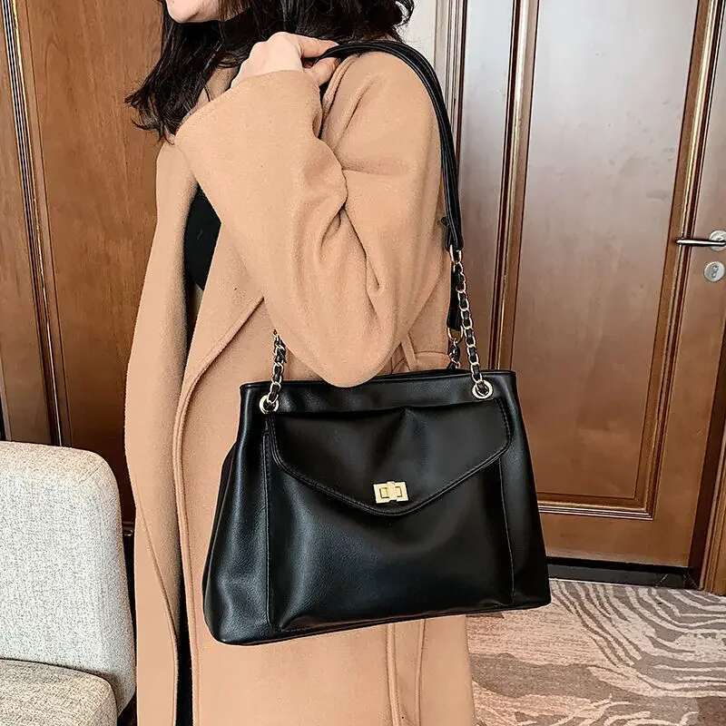 Fashion Women Shoulder Soft PU Leather Tote Handbag Large Capacity Double Layer Crossbody Messenger Bags Female Stray Bag