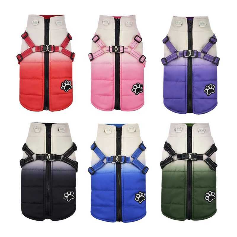 Pet Dog Winter Warm Jacket With Harness Zipper Cold Weather Pet Dog Clothes For Small Big Dogs Coat Chihuahua Clothing OutfitsXJ250109