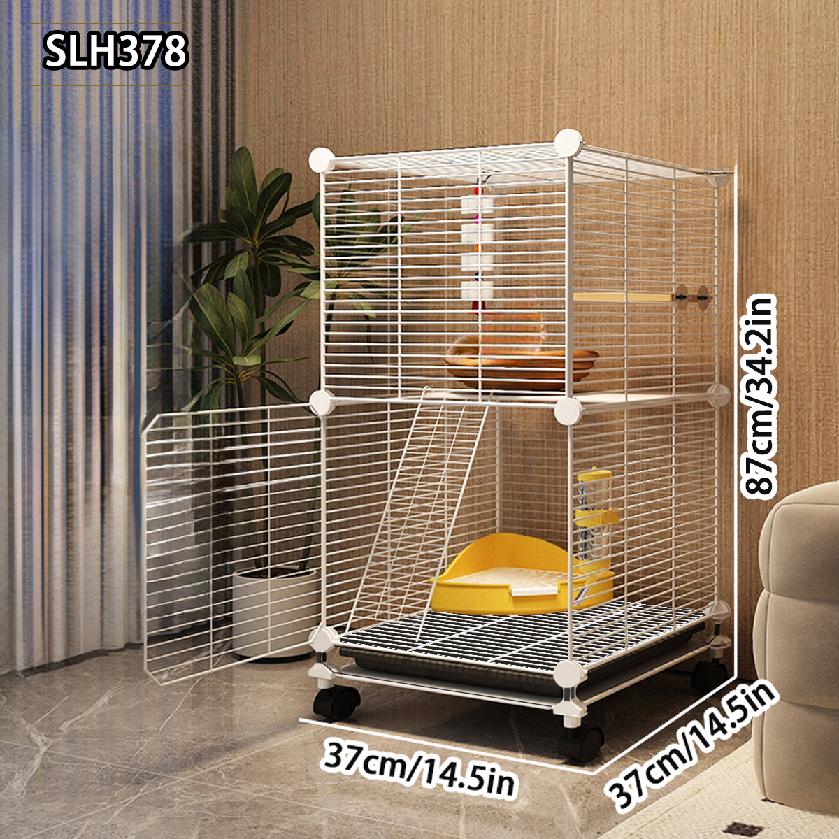 Gerbil and Hamster Palace Spacious Triple-Decker Squirrel Cage for Comfortable Living