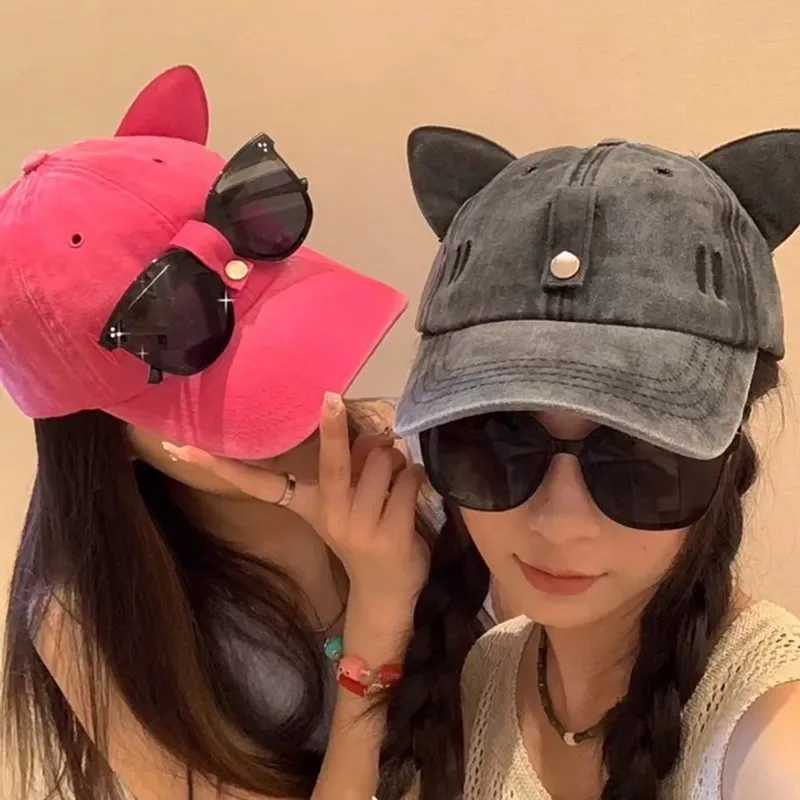 Cute Cats ears (Steamed cat-ear shaped bread) and baseball cap with bracket Sunes Wenmao Sunes Unisex Hip Hop Earrings X250109