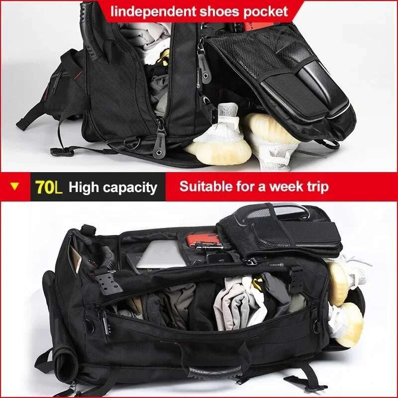 50L 70L Travel Fiess Training Backpack Large Capacity Multifunction Lage Bag Waterproof Men Outdoor Hiking Trekking Packxa8