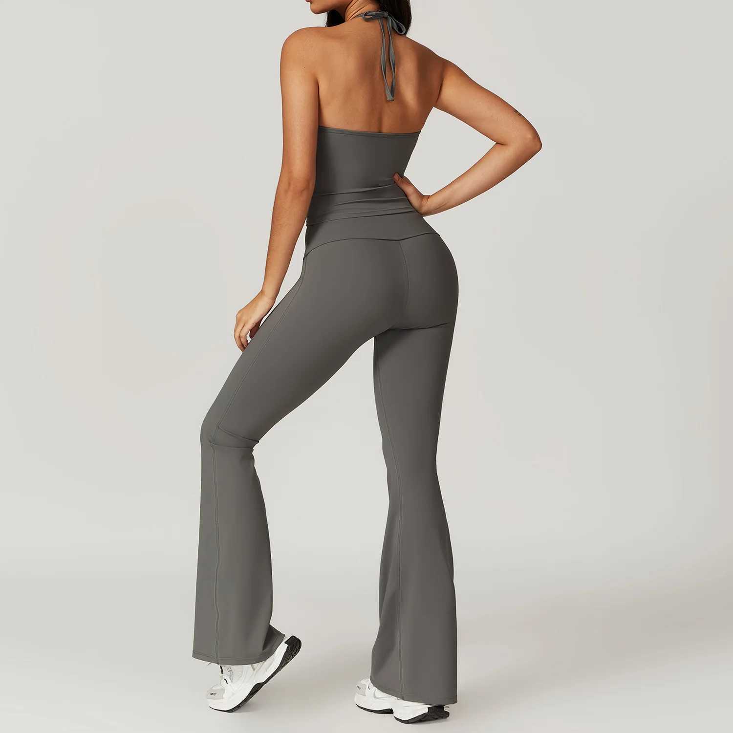 2 Pieces Women Clothes Yoga Set Workout Tracksuit Sportswear Gym Clothing High Waist Bell Bottoms Fitness Leggings Sports SuitsXJ250109