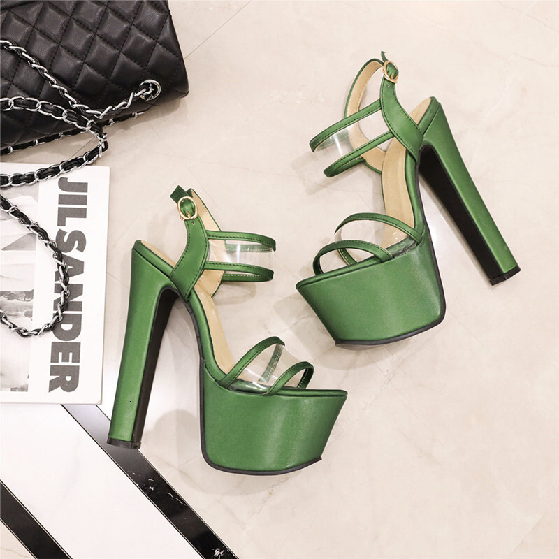 16Cm Extreme High Heels Sandals Women's Summer Shoes Fashion Green Beige Platform Gladiator Flip Ps Stripper Party Shoe Lady