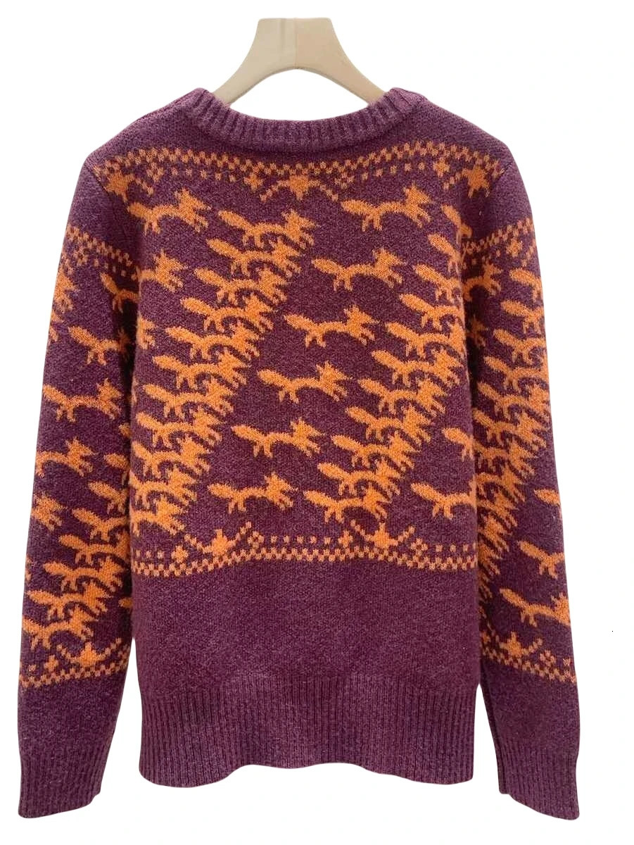 y n Autumn Winter Fox Knit Cardigan Sweater For Women Long Sleeve Top Pullover Knitwear Outerwears Clothes 250108