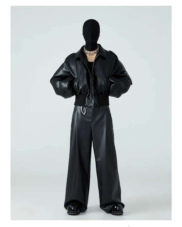 Women's Wear Autumn Winter Short Thick Warm Black Pu Leather Jacket Men With Long Sleeve Zipper Casual Designer Clothes