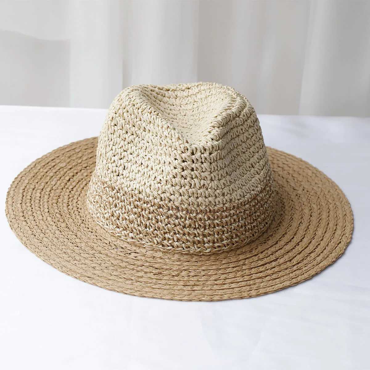 New fashion style bucket hat Mticolor foldable sun crochet hat suitable for beach tourism and vacation handmade straw hats X250109