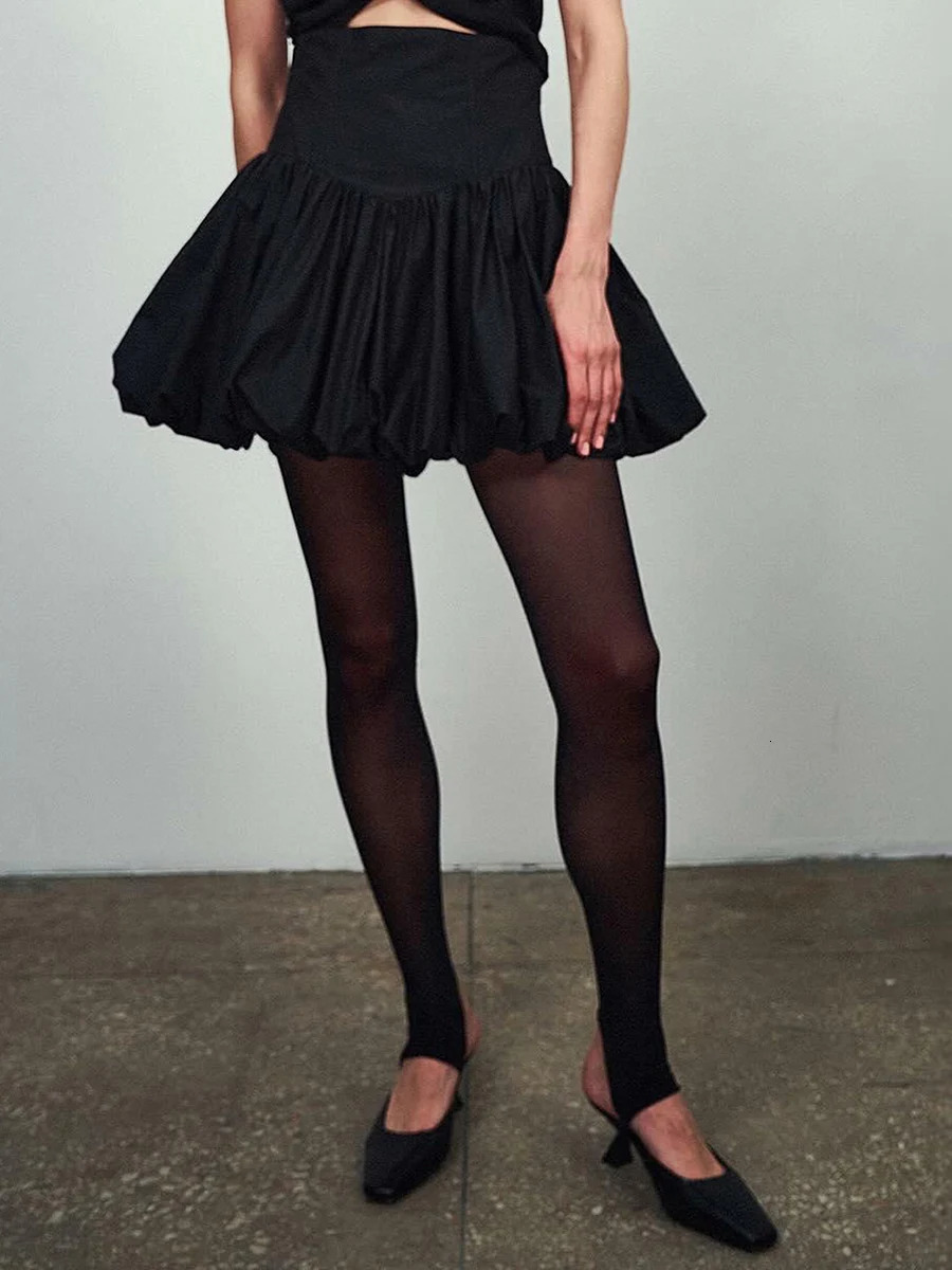 Women Summer Bubble Skirt Cute High Waist Solid Color Babydoll Puffy Mini Skirts for Beach Vacation Club Streetwear Aesthetic 250106