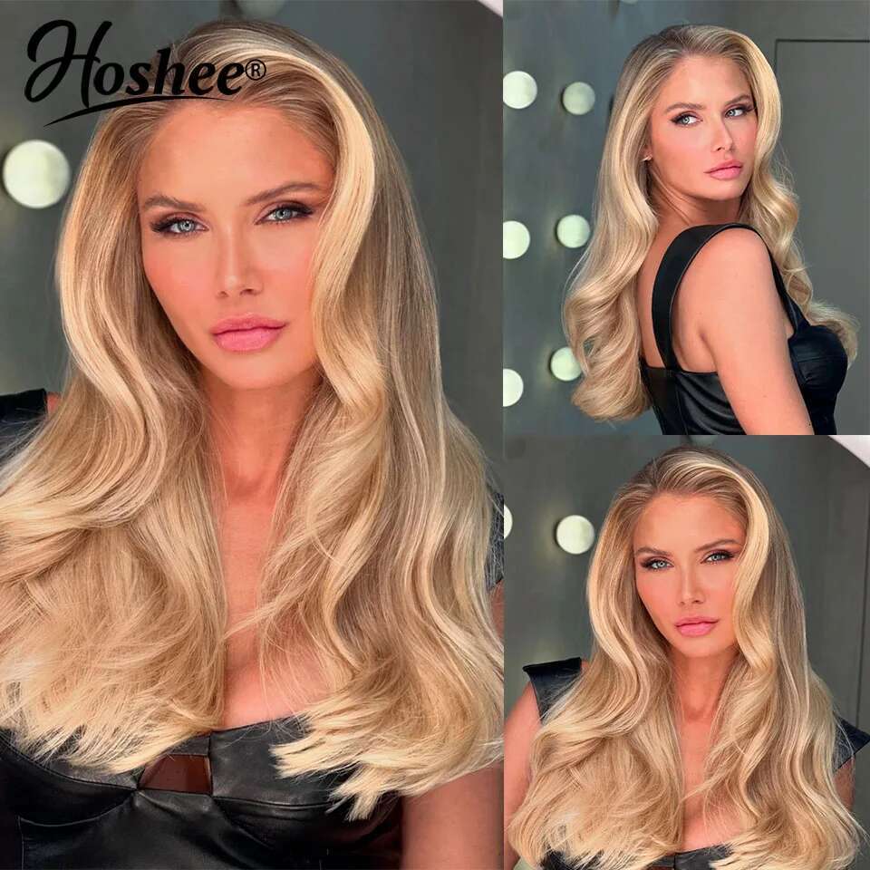 Blonde Wig 13x4 Ash Grey Highlight Straight Front Wigs Human Hair 5x5 Glueless Transparent Swiss Lace