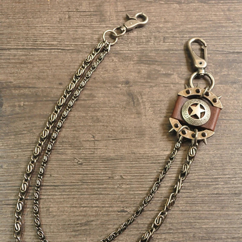 Men Trousers Pants Wallet Keychain Gray Black Skull Horns Bullet Shape Pendant Metal Link Waist Chain Punk Jean Heavy Chain 250107