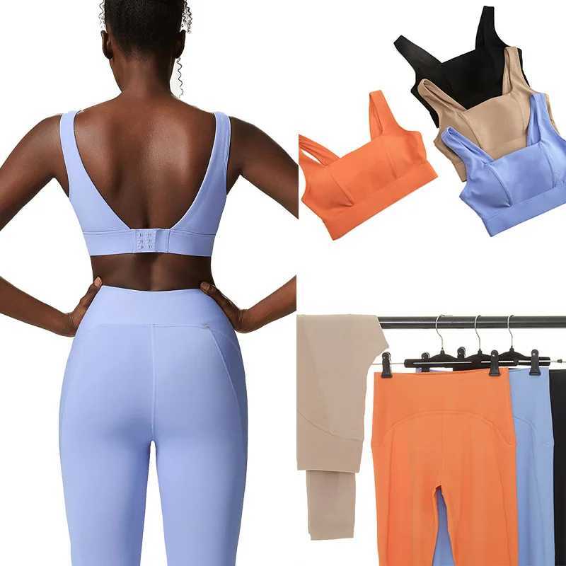 2 Pieces Fitness Yoga Set Women Solid Color Stretchy Sports Suit Gym Bras High Waist Leggings Female Breathable Workout ClothesXJ250109