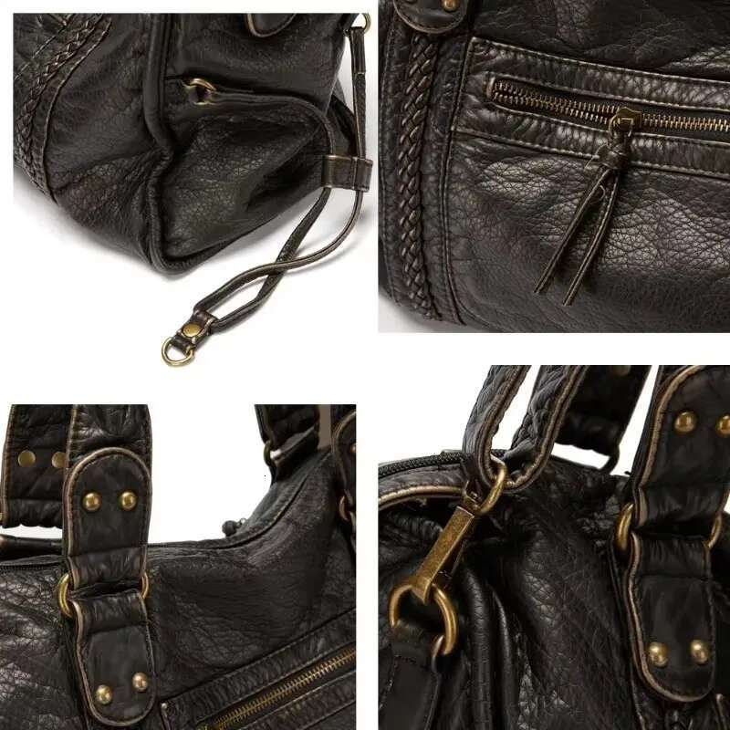 AIGO Vintage Large Capacity Women Designer Handbag Tote Retro Shoulder Crossbody Bags Quality Punk Bag