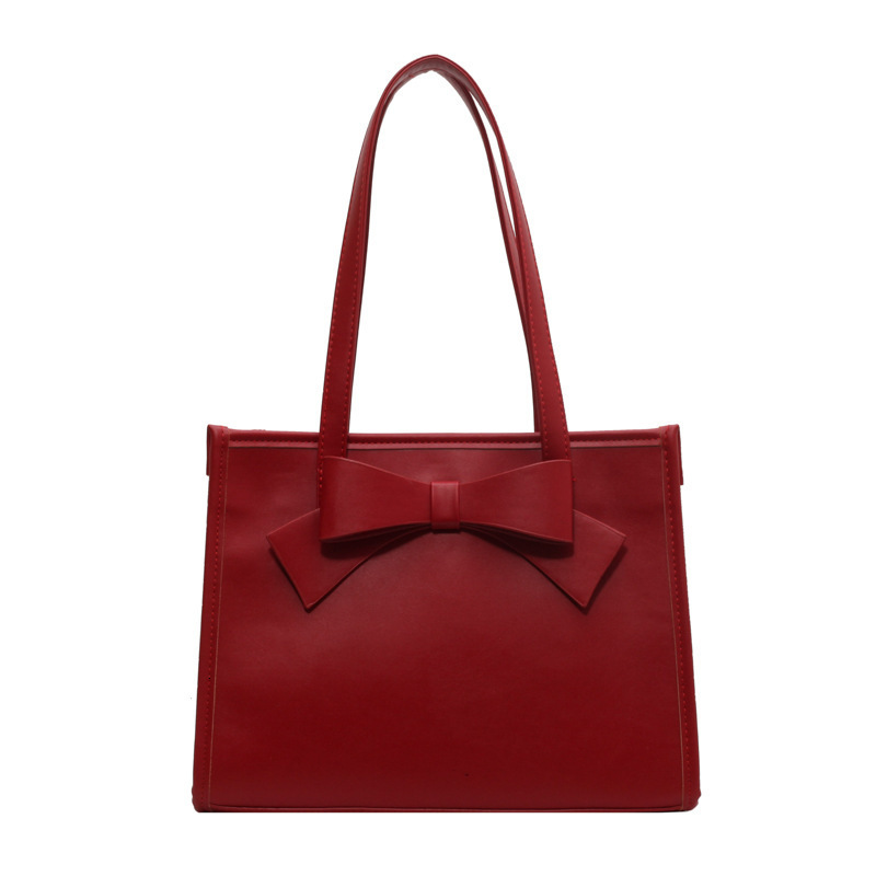 New Designer Red Bow Bag Large Capacity Handbag Women's Bag Checkerboard Casual Bag Christmas Party Bag