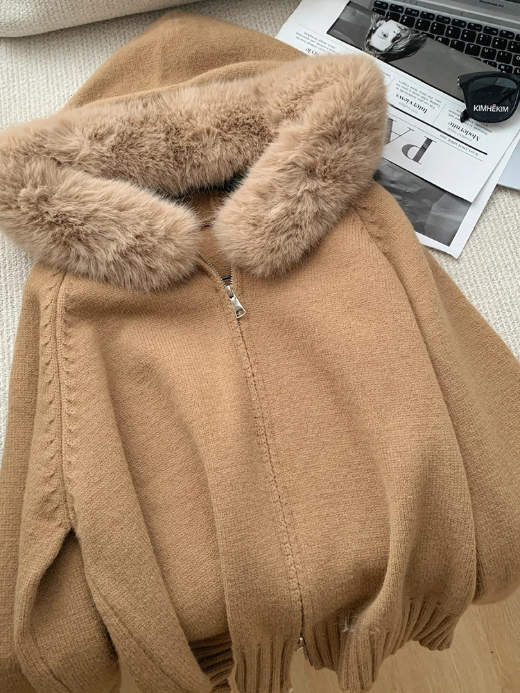 Winter Women Old Money Shoujo Girl Long Sleeve Full Zip Cardigan Sweater Cuddly Hoodies Knitwear 2000s Aesthetic Korean Fashion 250108