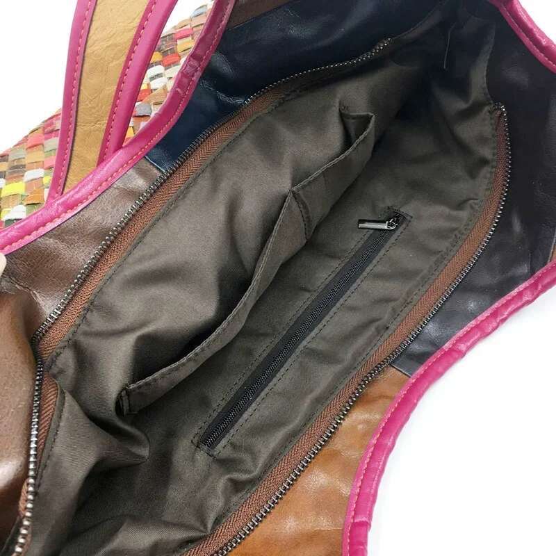 Fashion Big Shopping Handbag Genuine Leather Multicolour Bags Women Designer Crossbody Bag Female Girl Cowhide Tote
