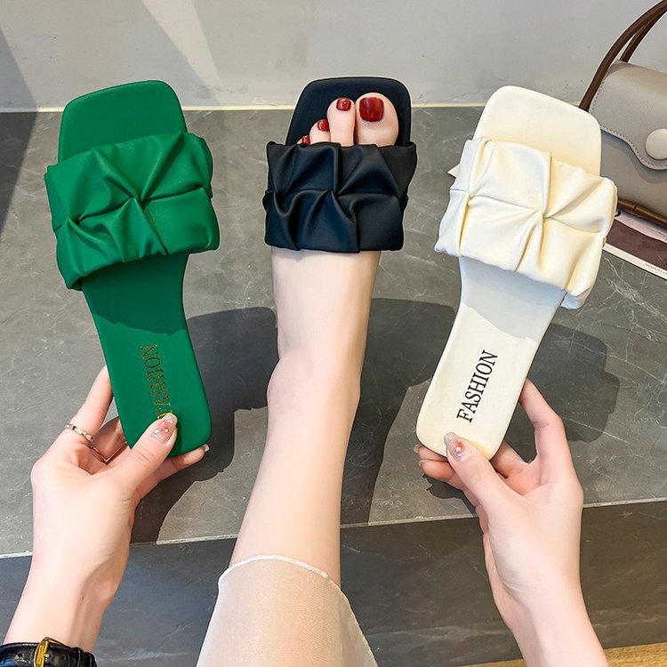 Women Slippers Flat Bottom New Fashion Korean Version Plus hot Size Outdoor Wear Triple Black Beige Green Free shipping