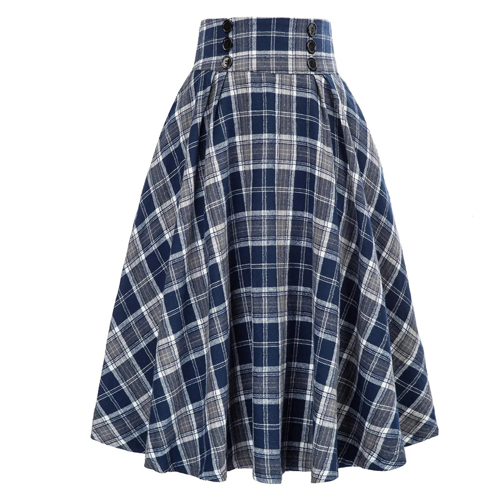Vintage Red Black Plaid Print Skirts High Waist Pleated Skirt Preppy Style School Clothing Falda Women Casual Long 250106