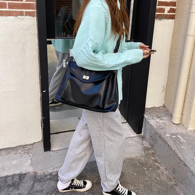 Fashion Women Shoulder Soft PU Leather Tote Handbag Large Capacity Double Layer Crossbody Messenger Bags Female Stray Bag