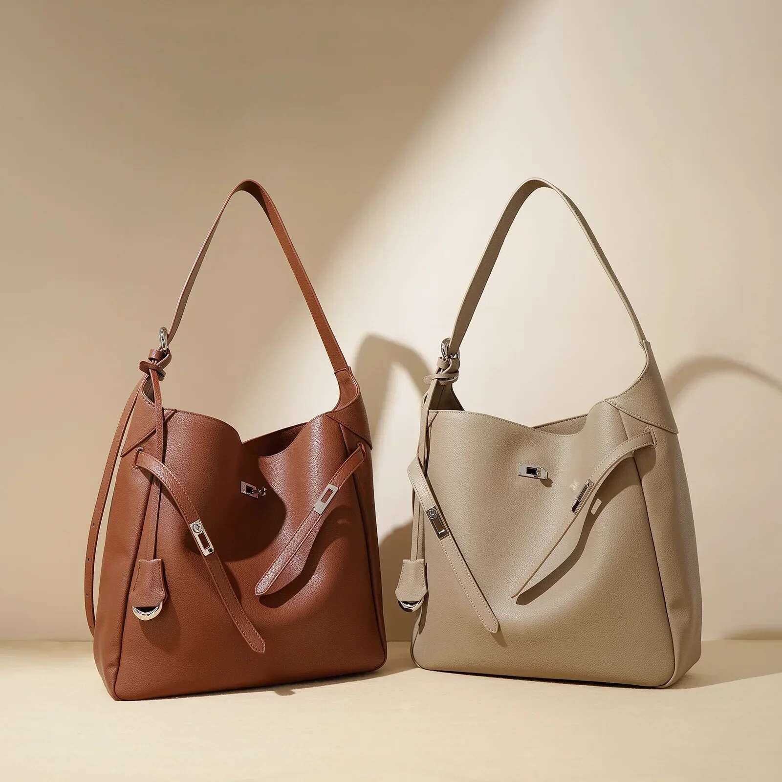 Genuine Leather Shoulder Handheld Large Underarm Fall Winter Designer Bucket Bag For Women New