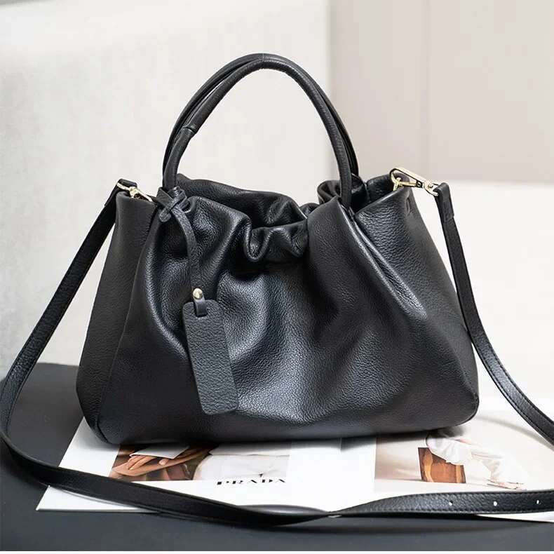 New High Class Coffee Color Large Mom Cloud Tote Soft Natural Cow Leather Women's Handbag Cowskin Female Shoulder Bag