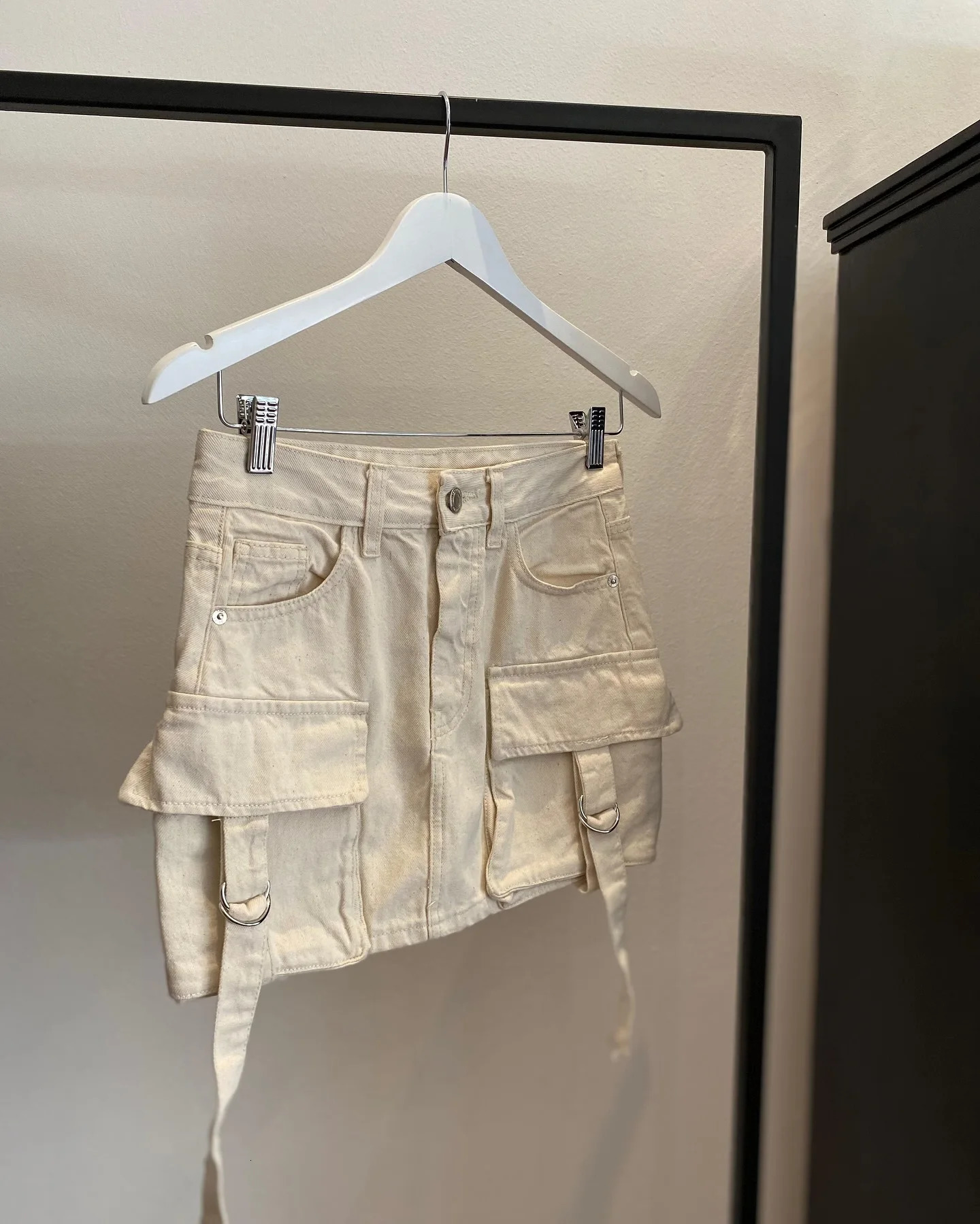 Y2k Harajuku Retro Mini Skirt Womens Fashionable Off White Multi Pocket Ultra Short Denim Gothic Casual Sexy 250106