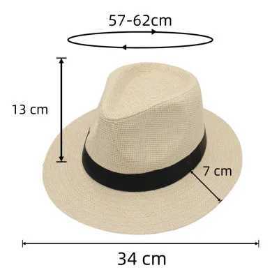 57-62cm unisex mens straw hat summer casual Panama jazz hat womens beach sun hat outdoor UV protection wide Brim Fe hat X250109