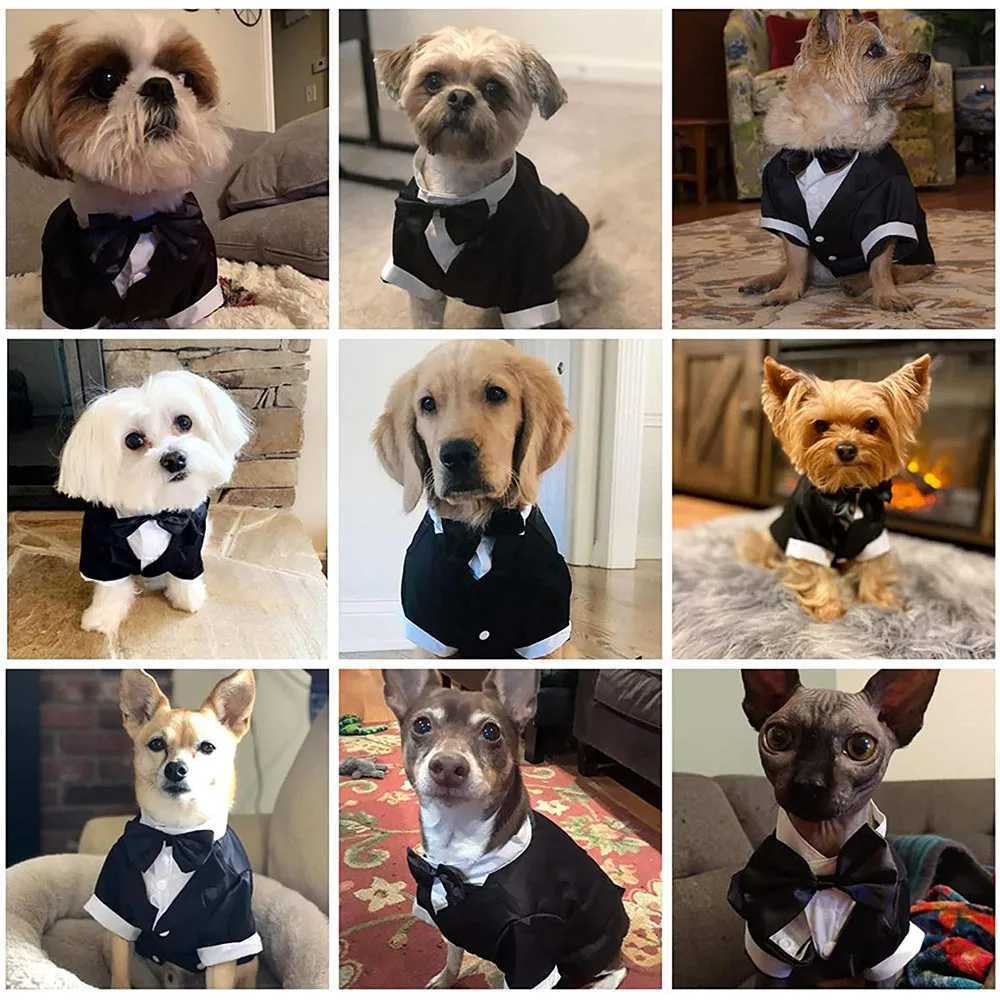 Dog Tuxedo Costume Formal Shirt Dog Wedding Black Jacket Suit Pet Puppy Prince Ceremony Bow Tie Suit Small Dogs Cats ClothesXJ250109