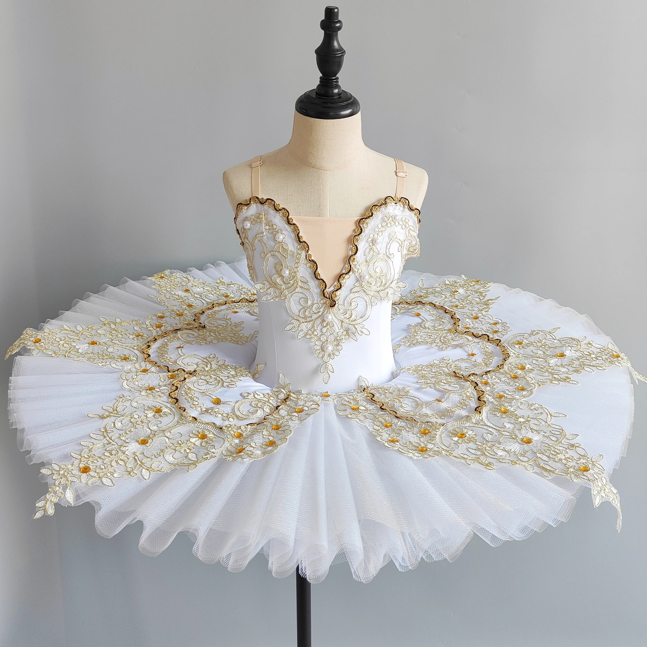 Ballet Skirt Children Red Crystal Lace Professional Ballet Tutu Classical Pancake Tutu Ballerina Costumes For Girls Party Dress