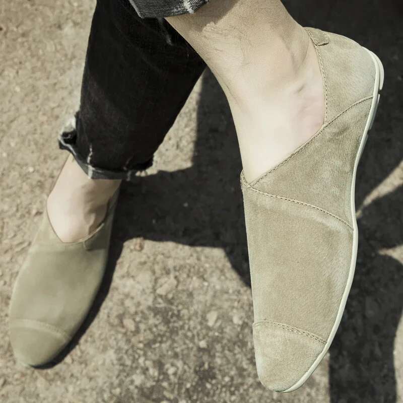 Fashion Casual Flats Men Shoes Outdoor Breathable Loafers Genuine Leather Slip On Moccasins Comfortable