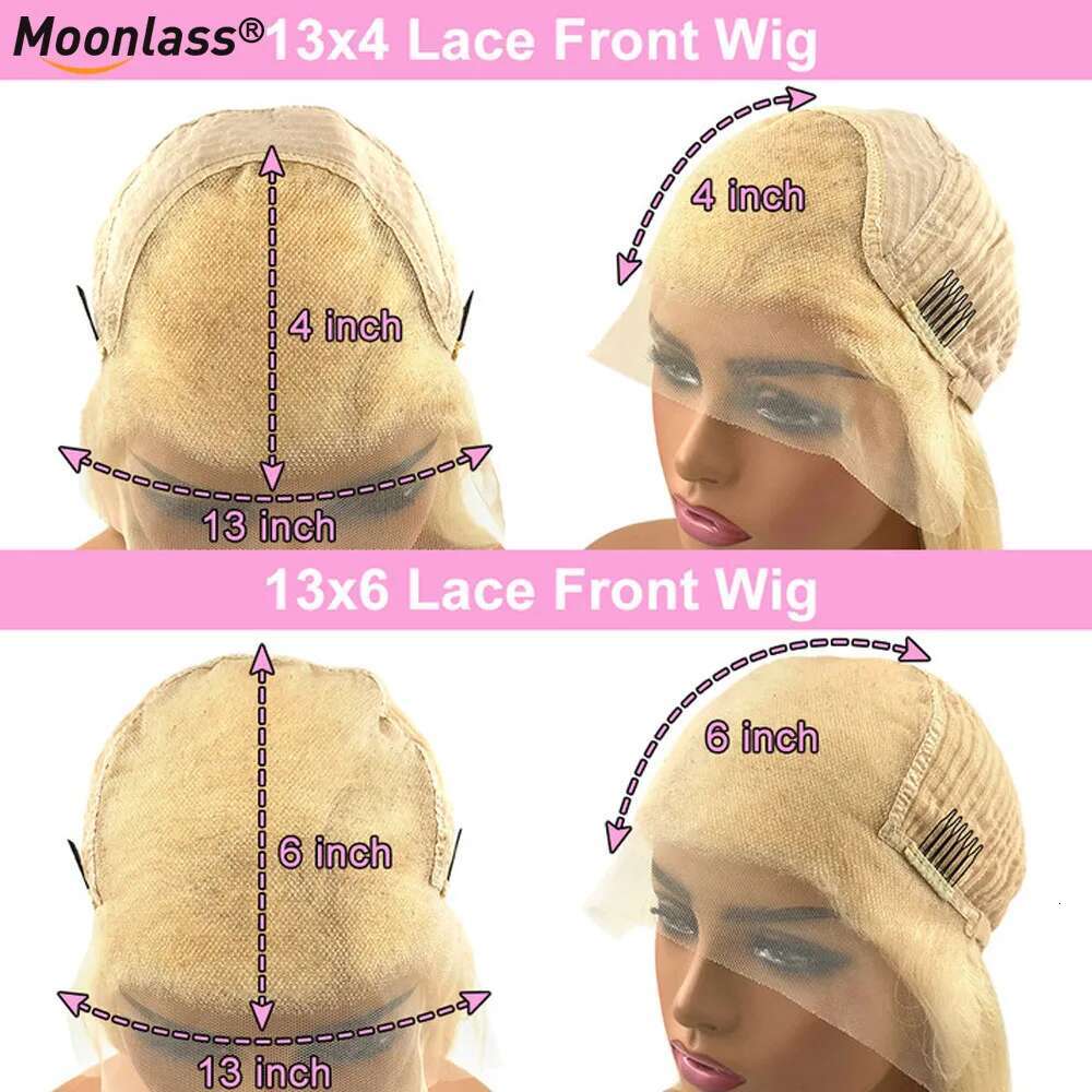 Ash 100% Human Hair 200 Density 13x6 Transparent Lace Front Wig Ombre Honey Blonde Natural Haire Remy Wigs