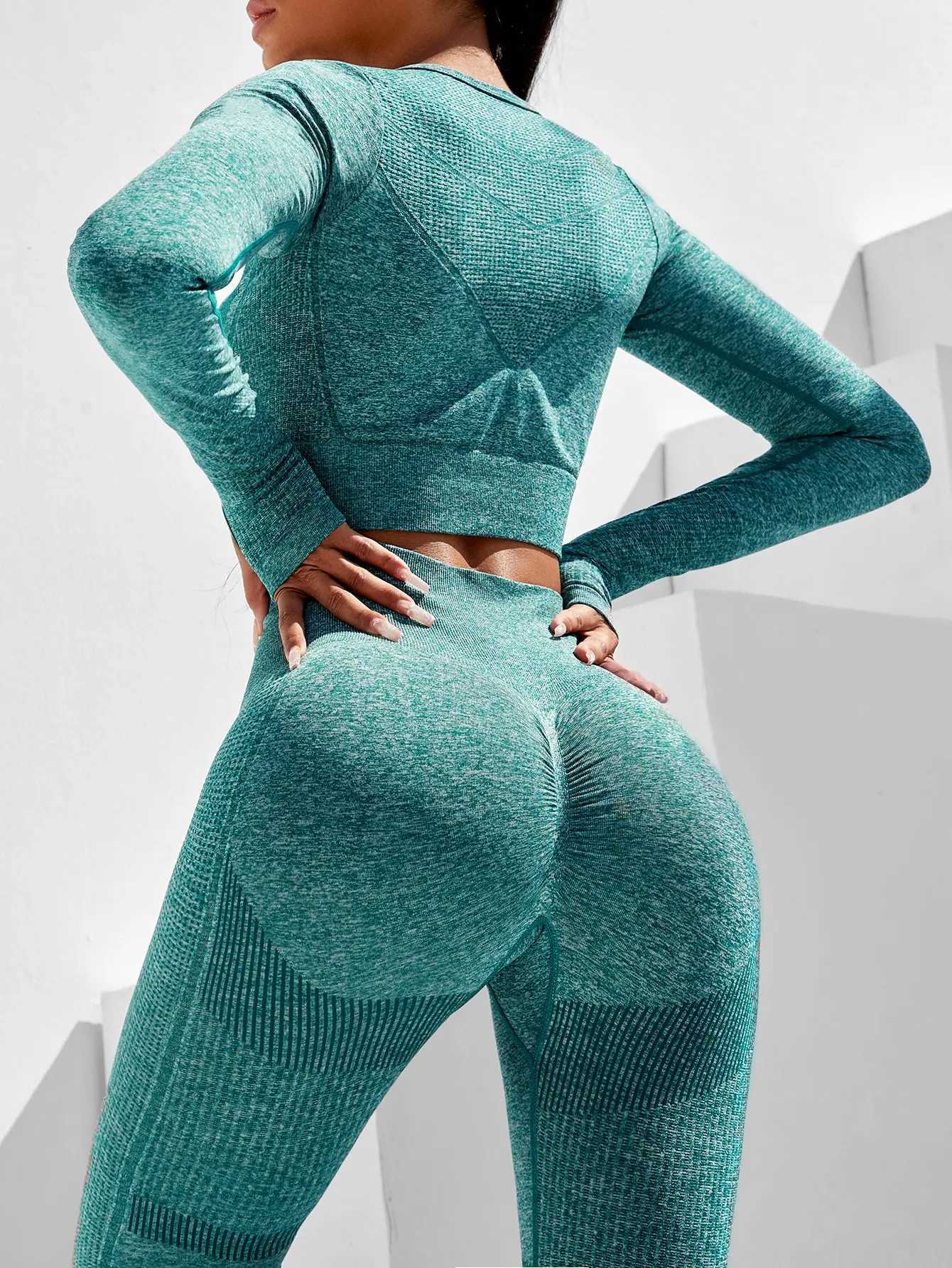 Autumn and Winter Yoga Long-sleeved Suit High-waisted Hip-lifting Abdomen-shrinkingSweat And Quick-drying Womens SportswearXJ250109