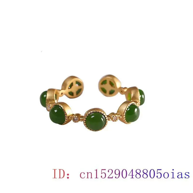 Green Jade Rings for Women Charms Jewelry 925 Silver Talismans Gift Natural Adjustable Ring Gifts Gemstone Gemstones 250106